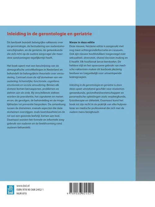 Inleiding in de gerontologie en geriatrie*Bohn Stafleu van Loghum Discount