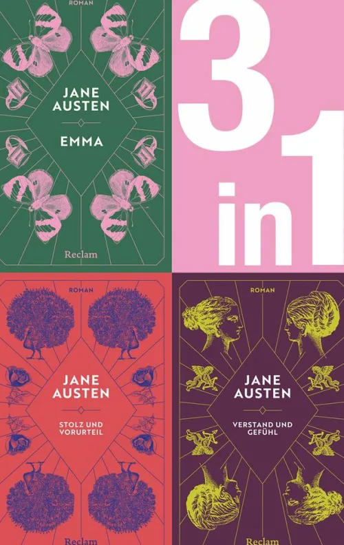 Reclam Verlag Klassiker*Jane Austen: Drei Romane in einem E-Book (3-in-1-Bundle). Emma, Stolz und Vorurteil, Verstand und Gefühl