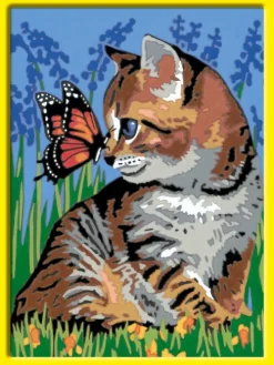 Ravensburger Spieleverlag Basteln & Kreatives-Katze mit Schmetterling. Malen nach Zahlen Serie D