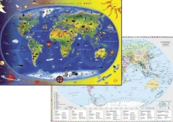 Stiefel Eurocart GmbH Schreibtischunterlagen*Kinderweltkarte Staaten der Erde mit Flaggenrand. DUO-Schreibunterlage