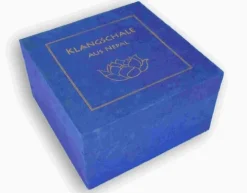 Klangschale in blauer Geschenkbox S mit Lotus-Aufdruck und Zubehör*Klangschalen-Center Hot