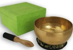 Klangschale in grüner Geschenkbox M mit Lotus-Box und Zubehör*Klangschalen-Center Online