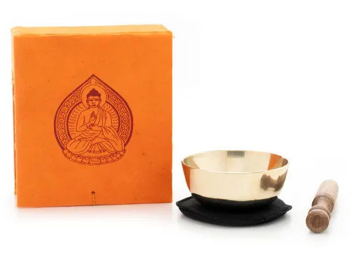 Klangschalen-Center Achtsamkeit & Gesundheit-Kleine Klangschale mit hellem Klang in origineller Box mit Buddha-Aufdruck