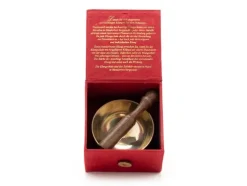 Klangschalen-Center Achtsamkeit & Gesundheit-Kleine Klangschale mit hellem Klang in roter Box mit Doppeldorje-Aufdruck