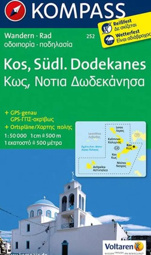 Kompass Karten GmbH Griechische Bücher-KOMPASS Wanderkarte 252 Kos - Südlicher Dodekanes 1:50.000
