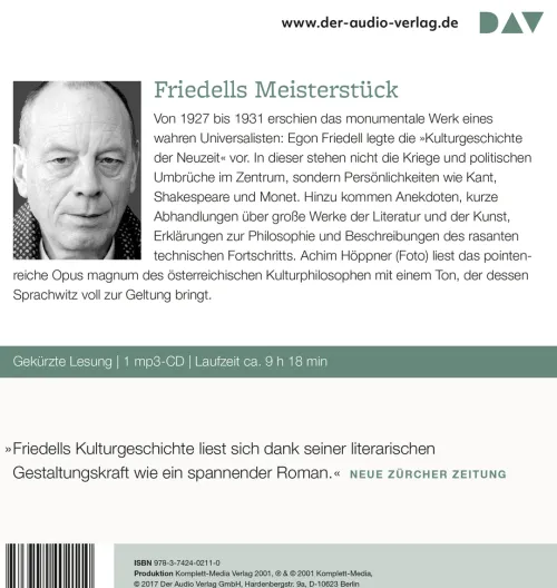 Der Audio Verlag GmbH Romane·Klassiker-Kulturgeschichte der Neuzeit