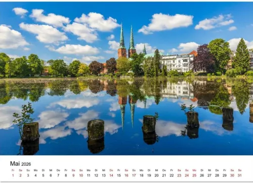 Calvendo Wandkalender-Lübeck - Im Licht der Zeit (Wandkalender 2026 DIN A3 quer), Monatskalender