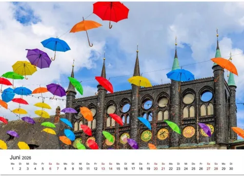 Calvendo Wandkalender-Lübeck - Im Licht der Zeit (Wandkalender 2026 DIN A3 quer), Monatskalender