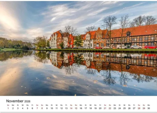 Calvendo Wandkalender-Lübeck - Im Licht der Zeit (Wandkalender 2026 DIN A3 quer), Monatskalender