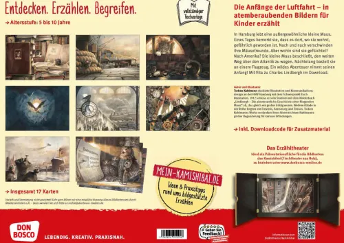 Don Bosco Medien GmbH Lesen & Geschichten-Lindbergh: Die abenteuerliche Geschichte einer fliegenden Maus. Kamishibai Bildkartenset