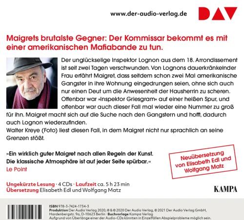 Der Audio Verlag, DAV Krimis & Thriller·Polizeiarbeit & Forensik-Maigret, Lognon und die Gangster,4 Audio-CD
