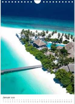 Calvendo Wandkalender-Malediven - Das wunderschöne Urlaubsparadies. (Wandkalender 2026 DIN A4 hoch), Monatskalender