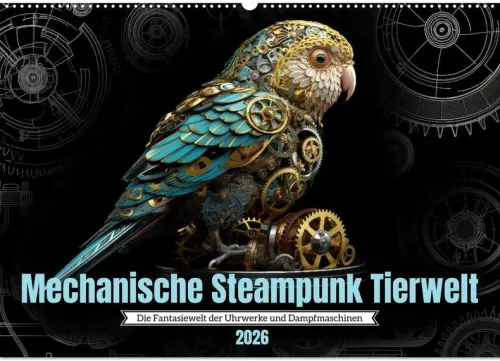 Calvendo Wandkalender-Mechanische Steampunk Tierwelt (Wandkalender 2026 DIN A2 quer), Monatskalender