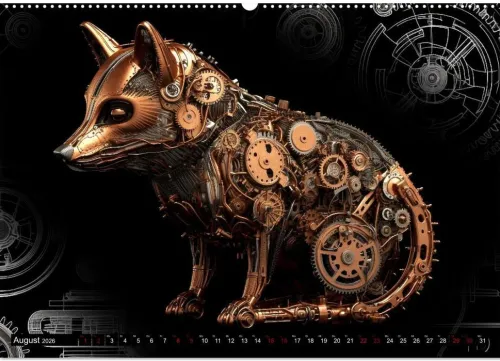 Calvendo Wandkalender-Mechanische Steampunk Tierwelt (Wandkalender 2026 DIN A2 quer), Monatskalender