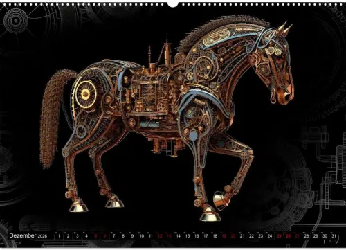 Calvendo Wandkalender-Mechanische Steampunk Tierwelt (Wandkalender 2026 DIN A2 quer), Monatskalender