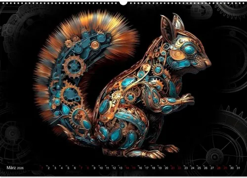 Calvendo Wandkalender-Mechanische Steampunk Tierwelt (Wandkalender 2026 DIN A2 quer), Monatskalender