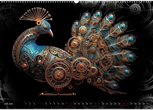 Calvendo Wandkalender-Mechanische Steampunk Tierwelt (Wandkalender 2026 DIN A2 quer), Monatskalender
