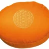 Saraswati Achtsamkeit & Gesundheit-Meditationskissen mit Dinkelfüllung und Stickerei Blume des Lebens, orange