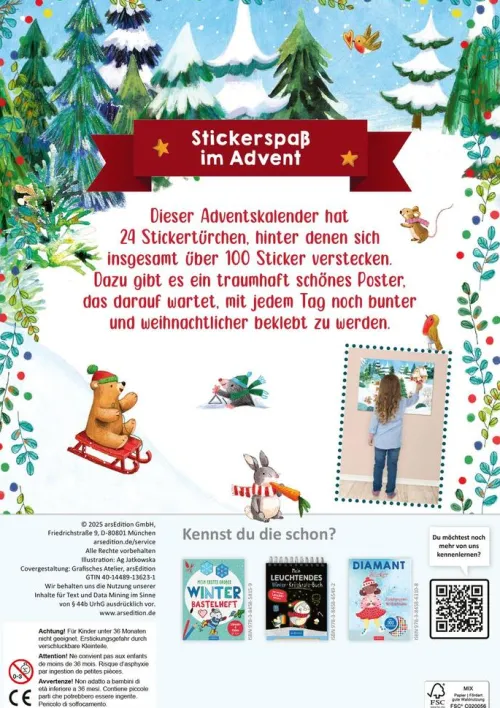 Ars Edition GmbH Posterkalender-Mein Adventskalender mit Stickern