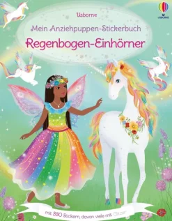 Kinder Usborne Verlag Stickerhefte|Kinder- & Jugendbücher-Mein Anziehpuppen-Stickerbuch: Regenbogen-Einhörner