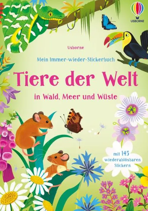 Usborne Verlag Stickerhefte-Mein Immer-wieder-Stickerbuch: Tiere der Welt