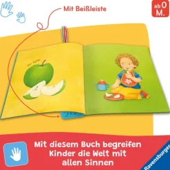 Kinder Ravensburger Verlag 0-3 Jahre-Mein Knuddel-Knautsch-Buch: flip&pop. Meine Welt (mit Pop-it Beißleiste); weiches Stoffbuch, waschbares Badebuch, Babyspielzug ab 0 Monate, Sensorik Spielzeug aus Silikon