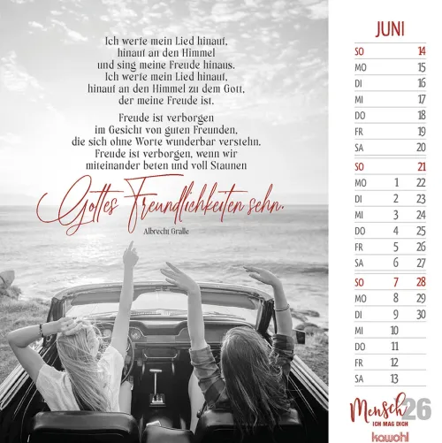 Kawohl Postkartenkalender-Mensch, ich mag dich 2026