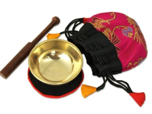 Klangschalen-Center Achtsamkeit & Gesundheit*Mini-Klangschale mit gutem Klang in pinkfarbigem Beutel