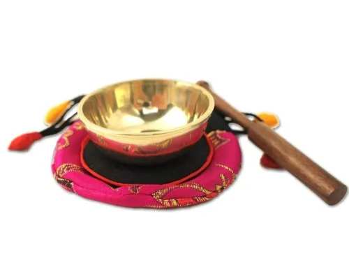 Klangschalen-Center Achtsamkeit & Gesundheit*Mini-Klangschale mit gutem Klang in pinkfarbigem Beutel