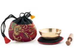 Mini-Klangschale mit gutem Klang in weinrotem Beutel*Klangschalen-Center Clearance