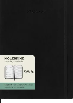 Moleskine Germany GmbH Wochenkalender*Moleskine 18 Monate Wochenkalender 2025/2026, XL, 1 Wo = 1 Seite, Rechts Linierte Seite, Weicher Einband, Schwarz