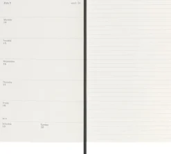 Moleskine Germany GmbH Wochenkalender-Moleskine 18 Monate Wochenkalender 2025/2026, L/A5, 1 Wo = 1 Seite, Rechts Linierte Seite, Weicher Einband, Schwarz