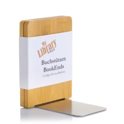 Bookchair Vertrieb Lesen & Geschichten-MyLibrary Buchstützen 2er Set | Holz & Edelstahl | Bookends