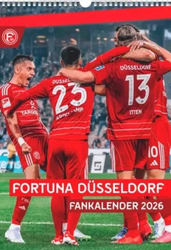 Neumann Verlage GmbH & Co Wandkalender*N Neumann - Fortuna Düsseldorf 2026 - Wandkalender A3 (30x42 cm) mit 12 Monatsblättern, deutschem Kalendarium & Spiralbindung, Fußball-Fankalender mit Spielerfotografien in Rot-Weiß