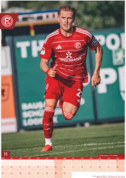 Neumann Verlage GmbH & Co Wandkalender*N Neumann - Fortuna Düsseldorf 2026 - Wandkalender A3 (30x42 cm) mit 12 Monatsblättern, deutschem Kalendarium & Spiralbindung, Fußball-Fankalender mit Spielerfotografien in Rot-Weiß