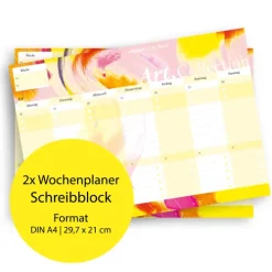 NOVA MD Wochenkalender|Immerwährender Kalender-Notizblock-Set mit Kalender ohne Datum für den Schreibtisch. Immerwährender Terminplaner mit 50 Blatt zum Abreißen. Wochenplaner undatiert im Querformat fürs Büro oder zu Hause. Aus der Art.Collection von Stay Inspired