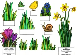 Konrad Anton Bastelpapier & Origami*Ostern - Bastelbogen, Ausschneidebogen: Osterhase, Ostereier, Küken und Blumen zum Basteln.