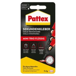 Pattex Kleben Pattex Sekundenkleber Flüssig Mini Trio, 3 × 1 g*Henkel AG & Co. KGaA Clearance