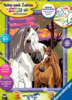 Ravensburger Spieleverlag Basteln & Kreatives*Pferde im Sonnenuntergang. Malen nach Zahlen Serie Pferd