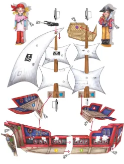 Atelier Color Bastelpapier & Origami*Piratenschiff basteln Bastelbogen Ausschneidebogen für Kinder ab 6+