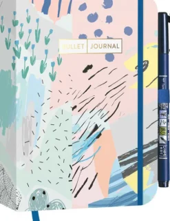 Edition Michael Fischer Kalligraphie & Handlettering-Pocket Bullet Journal "Abstract Art" mit Original Tombow Brush Pen Fudenosuke in schwarz