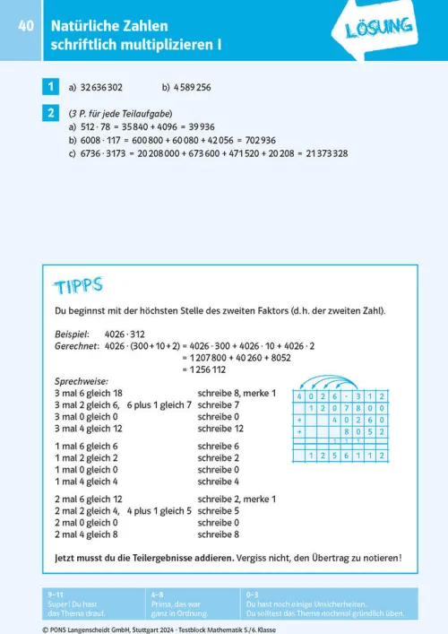 PONS Der große Testblock Mathematik 5./6. Klasse*Klett Lerntraining Best