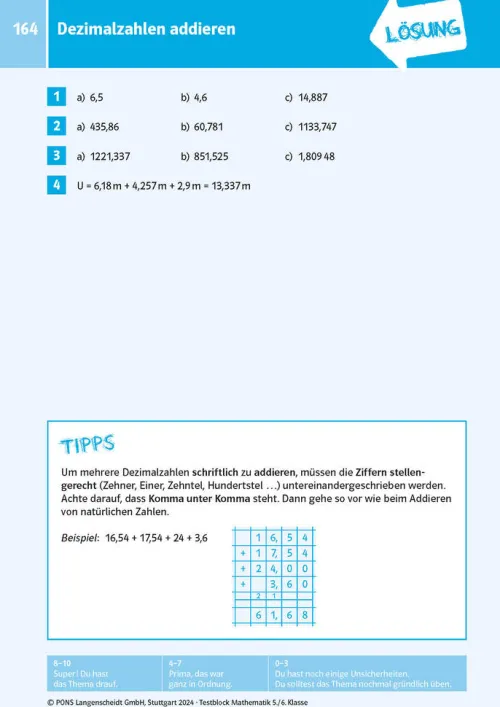 PONS Der große Testblock Mathematik 5./6. Klasse*Klett Lerntraining Best