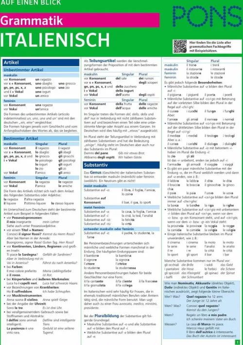 Pons Langenscheidt GmbH Lexika & Sprachen-PONS Grammatik auf einen Blick Italienisch