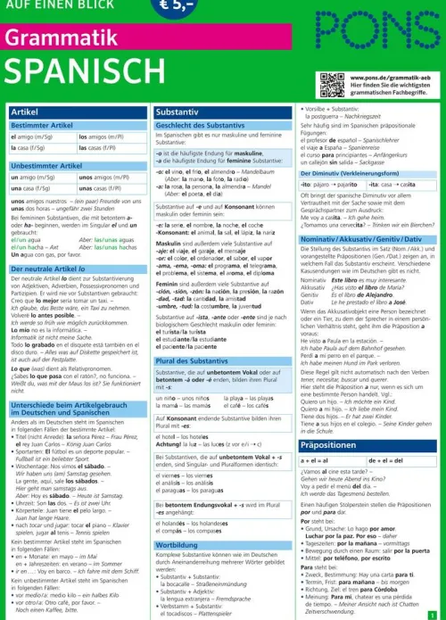 Pons Langenscheidt GmbH Lexika & Sprachen*PONS Grammatik auf einen Blick Spanisch