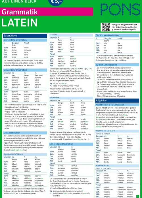 Pons Langenscheidt GmbH Lexika & Sprachen*PONS Grammatik auf einen Blick Latein