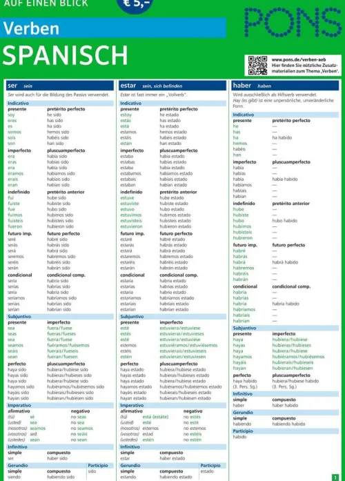 PONS Verben auf einen Blick Spanisch*Pons Langenscheidt GmbH Outlet