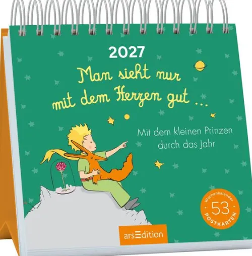 Ars Edition GmbH Geburtstagskalender*Postkartenkalender Man sieht nur mit dem Herzen gut ... 2027