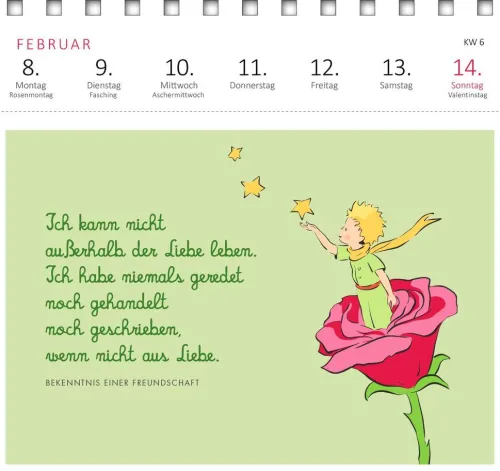 Ars Edition GmbH Geburtstagskalender*Postkartenkalender Man sieht nur mit dem Herzen gut ... 2027