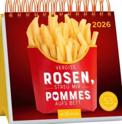 ars edition Postkartenkalender*Postkartenkalender Vergiss Rosen, streu mir Pommes aufs Bett. 2026